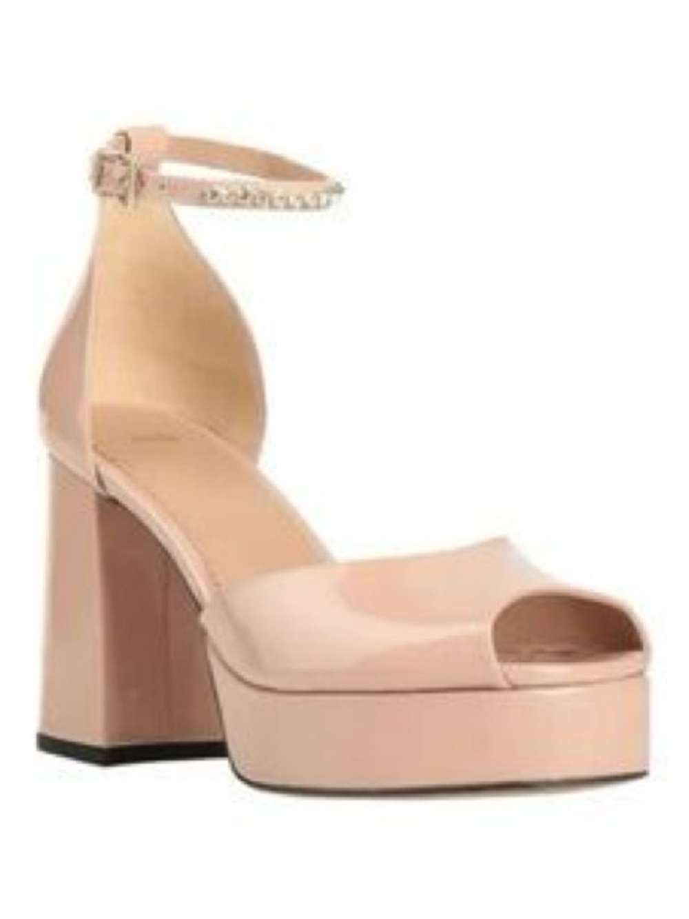 Maje Blush Patent Platform Sandal with Embellished Ankle Strap Size 40